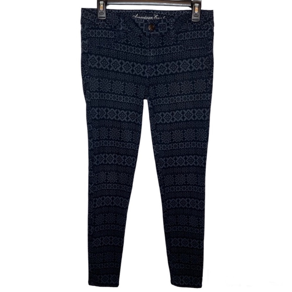 American Eagle Black Stretchy Fair Isle High Waisted Stretchy Jegging Jeans